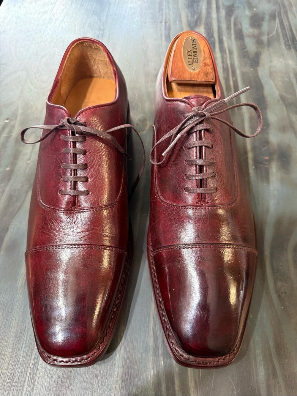 Thursday Boot Co Executive Cap Toe Oxford Burgundy Dress Shoes Men's Size 9.5